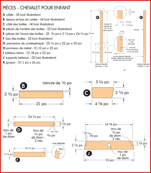 Plan pour chevalet pliant pour enfant